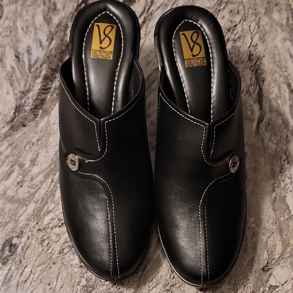 Victoria Spenser Black Loafers with White Accents